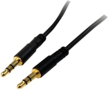 StarTech.com 15 ft. (4.6 m) 3.5mm Audio Cable - 3.5mm Slim Audio Cable - Gold Plated Connectors - Male/Male - Aux Cable (MU15MMS) - Lydkabel - mini-phone stereo 3.5 mm hann til mini-phone stereo 3.5 mm hann - 4.6 m - svart - for P/N: KITBXAVHDPEU, KITBXAV