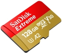 SanDisk Extreme - Flashminnekort (microSDXC til SD-adapter inkludert) - 128 GB - A2 / Video Class V30 / UHS-I U3 / Class10 - microSDXC UHS-I