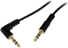 StarTech.com 1 ft. (0.3 m) Right Angle 3.5 mm Audio Cable - 3.5mm Slim Audio Cable - Right Angle - Male/Male - Aux Cable (MU1MMSRA) - Lydkabel - mini-phone stereo 3.5 mm hann til mini-phone stereo 3.5 mm hann - 30 cm - svart - høyrevinklet kontakt - for P