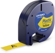 DYMO LetraTAG - Plast - svart på gult - Rull (1,2 cm x 4 m) 1 kassett(er) tape - for LetraTag LT-100H, LT-100T