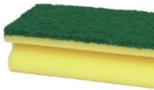 Skuresvamp 14x7x4,2cm - Grøn/gul, nylon/polyester/polyether, grov skureeffekt -10stk