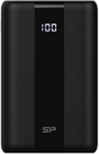Silicon Power QX55 - Strømbank - 30000 mAh - 3 A - PD, QC 3.0, SCP, VOOC - 4 utgangskontakter (3 x USB-type A, 24 pin USB-C) - på kabel: USB-C - svart