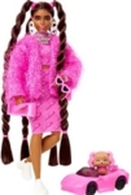 Barbie Doll Mattel Barbie Extra Doll Rosa antrekk Barbie Logo/Brun ponnier HHN06