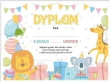 LearnHow A4 birthday diploma - Happy animals 5 pcs