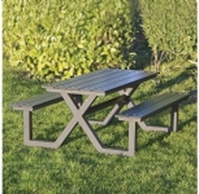 Børne bord-/bænksæt HORTUS X-model sort plywood og antracit stel (801-090)