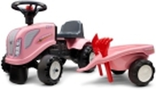 FALK Baby girl New Holland ride-on traktor m. trailer, rive og skovl (808-024)