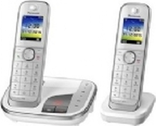 Panasonic KX-TGJ322GW - Trådløs telefon - svarersystem med anrops-ID - DECT - hvit + ekstra håndsett
