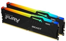 Kingston FURY Beast RGB - DDR5 - sett - 32 GB: 2 x 16 GB - DIMM 288-pin - 6000 MHz / PC5-48000 - CL36 - 1.35 V - ikke-bufret - on-die ECC