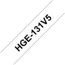Brother HGE-131V5 - Svart på blank - Rull (1,2 cm x 8 m) 5 kassett(er) laminert teip - for P-Touch PT-9500pc, PT-9700PC, PT-9800PCN P-Touch R RL-700S