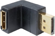 Delock Adapter Displayport male > Displayport female angled down - DisplayPort-adapter - DisplayPort (hann) til DisplayPort (hunn) - 90°-kontakt - svart
