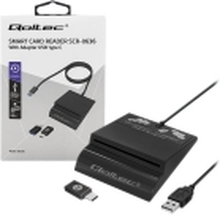 Qoltec Intelligent Smart ID SCR-0636 - SMART-kortleser - USB 2.0, USB-C