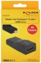 Delock - Video adapter - Mini DisplayPort hann til HDMI hunn - skjermet - svart - 4K-støtte