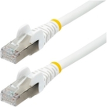 StarTech.com 7.5m CAT6a Ethernet Cable - White - Low Smoke Zero Halogen (LSZH) - 10GbE 500MHz 100W PoE++ Snagless RJ-45 w/Strain Reliefs S/FTP Network Patch Cord - Koblingskabel - RJ-45 (hann) til RJ-45 (hann) - 7.5 m - S/FTP - CAT 6a - IEEE 802.3bt - hal