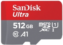 SanDisk Ultra - Flashminnekort (microSDXC til SD-adapter inkludert) - 512 GB - A1 / UHS Class 1 / Class10 - microSDXC UHS-I