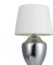Lampa stołowa Platinet PLATINET TABLE LAMP LAMPA STOŁOWA SILVER BASE, WHITE SHADE, H35 [45690]