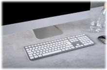 CHERRY KW 9100 SLIM - Tastatur - trådløs - 2.4 GHz, Bluetooth 4.0 - Pan Nordic - tastsvitsj: CHERRY SX - hvit, sølv