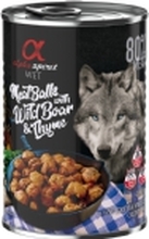 AlphaSpirit Alpha Spirit dåse, kødboller med vildsvin & timian 400 g - (12 pk/ps)