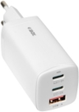 iBOX C-65 - Strømadapter - 65 watt - 5 A - Apple Fast Charge, Huawei Fast Charge, PD 3.0, QC 3.0, QC 4+, AFC, SCP, Apple 2.4A - 3 utgangskontakter - på kabel: USB, USB-C - hvit