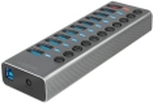 LogiLink UA0388, USB 3.2 Gen 1 (3.1 Gen 1) Type-B, USB 3.2 Gen 1 (3.1 Gen 1) Type-A, 5000 Mbit/s, Grå, Aluminium, 60 W