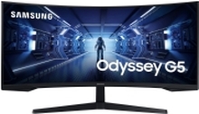Samsung Odyssey G5 C34G55TWWP - G55T Series - LED-skjerm - gaming - kurvet - 34 - 3440 x 1440 UWQHD @ 165 Hz - VA - 250 cd/m² - 2500:1 - HDR10 - 1 ms - HDMI, DisplayPort - svart