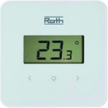 Roth Softline Standard hvid rumtermostat Trådløs. Med stort display. Temperaturen indstilles nemt med de to touchknapper