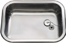 INTRA JUVEL Juvel BK480-R01 børstet rustfri køkkenvask 48x34 cm med prop og overløb samt til nedfældning