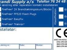 Mærkat CE-Etiket t/brandlukning Foam Plug/Block/2K BTS (rul á10)