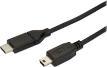 StarTech.com USB C to Mini USB Cable - 6 ft / 2m - M/M - USB 2.0 - Mini USB Cord - USB C to Mini B Cable - USB Type C to Mini USB (USB2CMB2M) - USB-kabel - 24 pin USB-C (hann) til mini-USB type B (hann) - Thunderbolt 3 / USB 2.0 - 2 m - svart