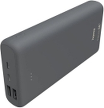 Hama Supreme 24HD - Strømbank - 24000 mAh - 88.8 Wh - 3 A - Fast Charge - 3 utgangskontakter (USB, 24 pin USB-C) - på kabel: USB, USB-C - grå