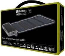 Sandberg Solar 4-Panel Powerbank 25000 - Solenergibank - Li-pol - 25000 mAh - 92.5 Wh - 18 watt - 3 A (2 x USB, 24 pin USB-C) - på kabel: Micro-USB, USB-C