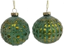 Christmas_To Glass Ornaments. Green/Gold. 8 Cm. 4 Pcs