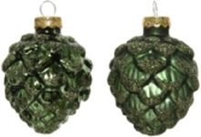 Decoris Glass Pinecone 7Cm 6Pcs 010009 Green