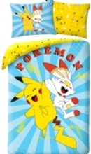 Pokemon Pikachu og Scorbunny Sengetøj - 100 procent bomuld