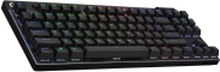 Logitech G PRO X - Tastatur - uten nummertastatur - bakgrunnsbelyst - Bluetooth, 2.4 GHz - tastsvitsj: GX Red Linear - svart