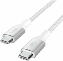 Belkin BOOST CHARGE - USB-kabel - 24 pin USB-C (hann) til 24 pin USB-C (hann) - USB 2.0 - 2 m - opp til 240 W strømforsyningsstøtte - hvit