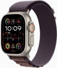 Apple Watch Ultra 2 - 49 mm - titan - smartklokke med Alpine Loop - tekstil - indigo - båndbredde: M - 64 GB - Wi-Fi, LTE, UWB, Bluetooth - 4G - 61.4 g