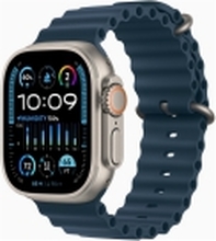 Apple Watch Ultra 2 - 49 mm - titan - smartklokke med Havbånd - fluorelastomer - blå - håndleddstørrelse: 130-200 mm - 64 GB - Wi-Fi, LTE, UWB, Bluetooth - 4G - 61.4 g
