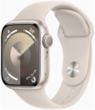 Apple Watch Series 9 (GPS) - 41 mm - stjernelysaluminium - smartklokke med sportsbånd - fluorelastomer - stjernelys - båndbredde: S/M - 64 GB - Wi-Fi, UWB, Bluetooth - 31.9 g