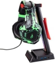 Surefire Gaming Vinson N2 - Stativ / brakett for headset - RGB - Svart / Rød (Plass til 2 headset)
