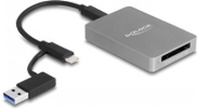 Delock USB Type-C kortleser i et aluminiumshus for CFexpress eller XQD minnekort