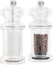Cole & Mason 605, Set med salt- och pepparkvarnar, 605 ml, Transparent, Akryl, Rostfritt stål, Kolstål/Diamantskarp keramik, Peppar, Salt