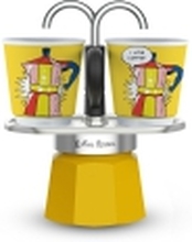Bialetti Mini Express Lichtenstein, Mokabryggare, Silver, Gul, Gjuten aluminium, 2 koppar, 90 ml, 1 styck