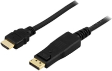 DELTACO DP-3020 - Adapterkabel - DisplayPort hann til HDMI hann - 2 m