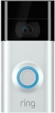 Ring Video Doorbell - Smart dørklokke - med kamera - 2.-generasjon - trådløs - 802.11b/g/n - 2.4 Ghz - satin-nikkel