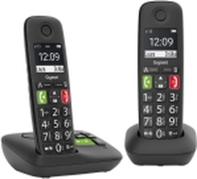 Gigaset E290A Duo - Trådløs telefon - svarersystem med anrops-ID - ECO DECT\GAP - svart + ekstra håndsett