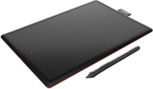 Wacom One by Wacom - Digitaliserer - høyre- og venstrehåndet - 21.6 x 13.5 cm - elektromagnetisk - kablet - USB - svart, rød