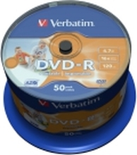 Verbatim - 50 x DVD-R - 4.7 GB 16x - bred fotoskrivbar overflate - spindel