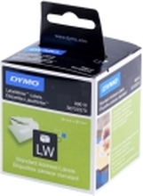 DYMO LabelWriter Address - Permanet adhesiv - hvit - Rull (8,9 cm x 2,8 m) 260 etikett(er) (2 rull(er) x 130) adresselapper - for DYMO LabelWriter 310, 315, 320, 330, 400, 450, 4XL, SE450, Wireless