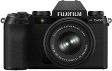 Fujifilm X Series X-S20 - Digitalkamera - speilløst - 26.1 MP - APS-C - 6.2K / 29.97 fps - 3optisk x-zoom - Fujinon XC 15-45 mm OIS PZ-linse - Wi-Fi, Bluetooth - svart