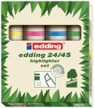 edding EcoLine 24 - Markeringspenn - gul, oransje, rosa, lysegrønn - vannbasert blekk - 2-5 mm (en pakke 4)